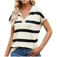 thumbnail image 1 of tarylea Cap Sleeve Sweaters for Women Womens Casual V Neck Pullover Knit Top Striped Loose Tees Blouses, 1 of 9