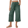 thumbnail image 1 of tarylea Capri Pants for Women Elastic Waist Drawstring Pants Solid Color Wide Leg Pants with Pockets Casual Loose Summer Comfy Stretch Trousers, 1 of 8