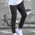 thumbnail image 1 of tarylea Cargo Pants for Men Cinch Bottom Drawstring Fitted Trousers Solid Color Elastic Waist Pants with Zipper Pockets Casual Outdoor Pants, 1 of 3