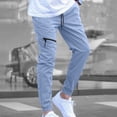 thumbnail image 1 of tarylea Cargo Pants for Men Cinch Bottom Drawstring Fitted Trousers Solid Color Elastic Waist Pants with Zipper Pockets Casual Outdoor Pants, 1 of 3