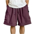 thumbnail image 1 of tarylea Cargo Shorts for Men Wide Leg Solid Color Shorts Solid Color Drawstring Shorts with Pockets Casual Loose Trendy Dailywear Shorts, 1 of 3