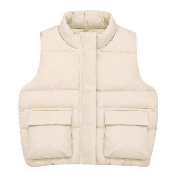 tarylea Clothes for Baby Girls Boys Half High Neck Full Zipper Jacket Sleeveless Solid Color Vests with Pockets Casual Warm Winter Toddler Tops for 2-7 Years