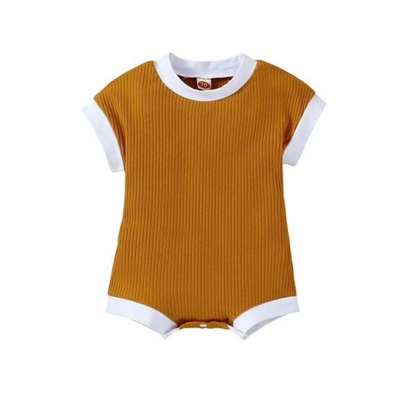 tarylea Clothes for Baby Girls Boys Short Sleeve Color Blocked Rompers Crew Neck Ribbed Jumpsuits Casual Summer Trendy Breathable Outwear Outfits for 0-12 Months