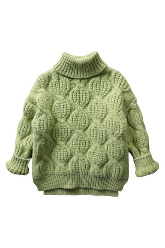 Clothes for Infant Baby Girls Boys Turtleneck Cable Knitted Sweater Long Sleeve Solid Color Pullover Casual Loose Fall Toddler Tops for 1-10 Years
