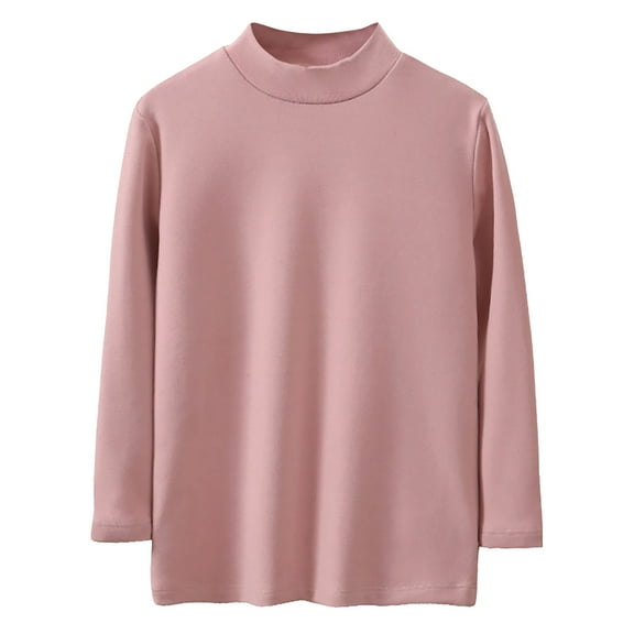 tarylea Clothes for Girl Half High Neck Fleece Lined Undershirt Solid Color Long Sleeve Tops Fall Basic Dailywear Shirt