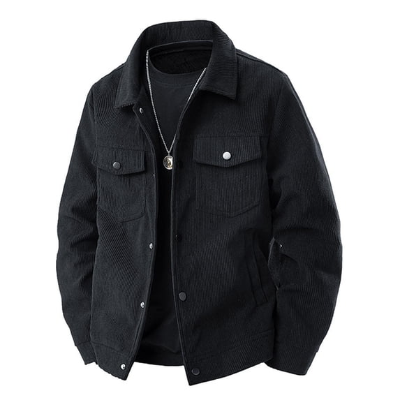 tarylea Corduroy Jackets for Men Long Sleeve Button down Turn down Collar Coat with Pockets Casual Fall Comfy Solid Color Tops