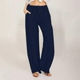 thumbnail image 1 of tarylea Cotton Linen Pants for Women Elastic Waist Drawstring Trousers Solid Color Wide Leg Pants with Pockets Casual Loose Breathable Pants, 1 of 9