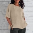 thumbnail image 1 of tarylea Cotton Linen Tops for Women Short Sleeve Scoop Neck T-Shirts Casual Loose Summer Lightweight Breathable Blouse, 1 of 5