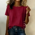thumbnail image 1 of tarylea Cotton Linen Tops for Women Short Sleeve Side Button Scoop Neck T-Shirts Casual Loose Summer Lightweight Trendy Tops, 1 of 9