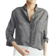 thumbnail image 1 of tarylea Cotton Linen Tops for Women Turn down Collar Button down Shirts Solid Color Tops Loose Business Casual Tops, 1 of 3