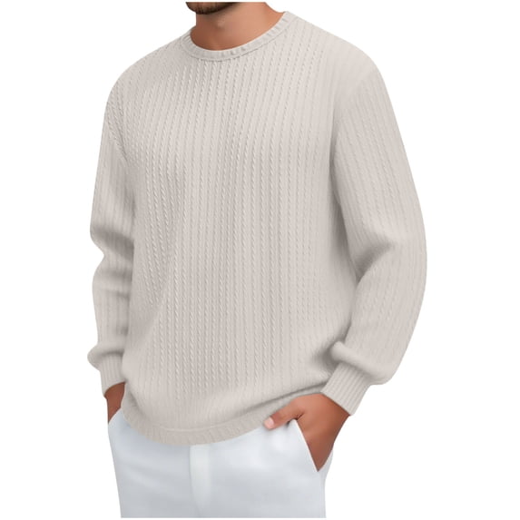 tarylea Crew Neck Sweatshirt for Men Long Sleeve Cinch Cuff Pullover Casual Loose Comfy Dressy Solid Color Tops