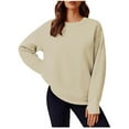 thumbnail image 1 of tarylea Crew Neck Sweatshirt for Women Long Sleeve Pullover with Thumb Holes Solid Color Tops Casual Loose Basic Athletic Tops, 1 of 8