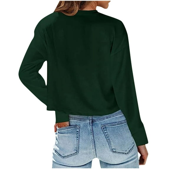 tarylea Crew Neck Sweatshirt for Women Long Sleeve Solid Color Tops Casual Work out Athletic Tops Loose Dailywear