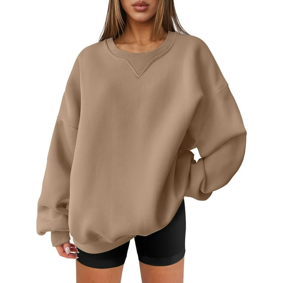 tarylea Crew Neck Sweatshirt for Women Oversized Long Sleeve Solid Color Pullover Loose Sports Athletic Tops Casual Dailywear