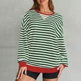 thumbnail image 1 of tarylea Crew Neck Sweatshirt for Women Striped Long Sleeve Color Blocked Pullover Casual Loose Comfy Fall Tops with Pockets, 1 of 5
