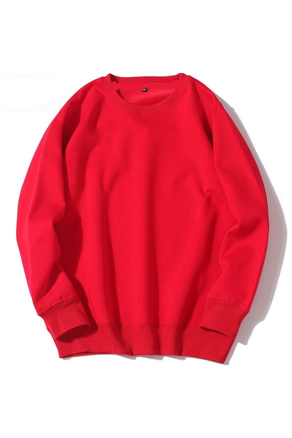 Crew Neck Sweatshirts for Men Long Sleeve Cinch Cuff Loose Pullover Casual Fall Basic Dailywear Solid Color Tops