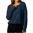 thumbnail image 1 of tarylea Crew Neck Sweatshirts for Women Solid Color Long Sleeve Pullover with Thumb Hole Casual Loose Fall Dailywear Tops, 1 of 5