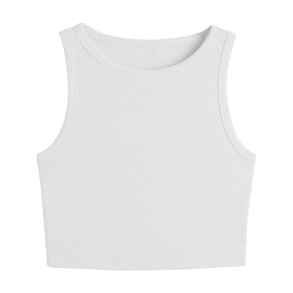 tarylea Crop Tank Tops for Womens Going Out Tops Ribbed Knit Sleeveless Crewneck Comfy Slim Fitted Summer Sleeveless Shirt