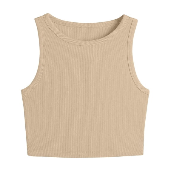 tarylea Crop Tank Tops for Womens Going Out Tops Ribbed Knit Sleeveless Crewneck Comfy Slim Fitted Summer Sleeveless Shirt