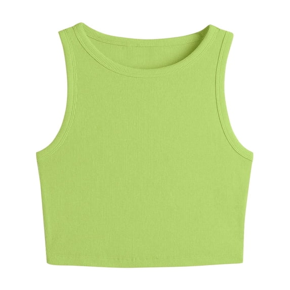 tarylea Crop Tank Tops for Womens Going Out Tops Ribbed Knit Sleeveless Crewneck Comfy Slim Fitted Summer Sleeveless Shirt