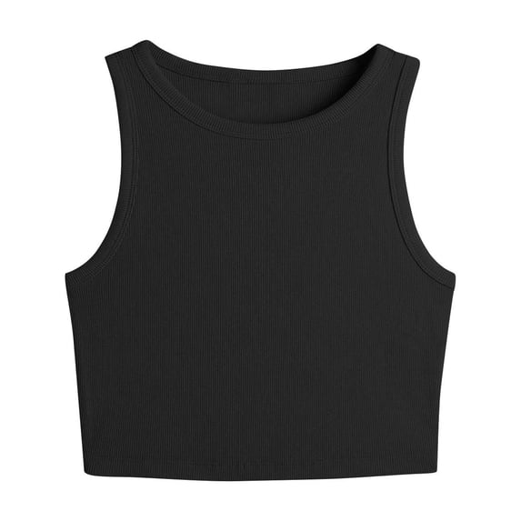 tarylea Crop Tank Tops for Womens Going Out Tops Ribbed Knit Sleeveless Crewneck Comfy Slim Fitted Summer Sleeveless Shirt