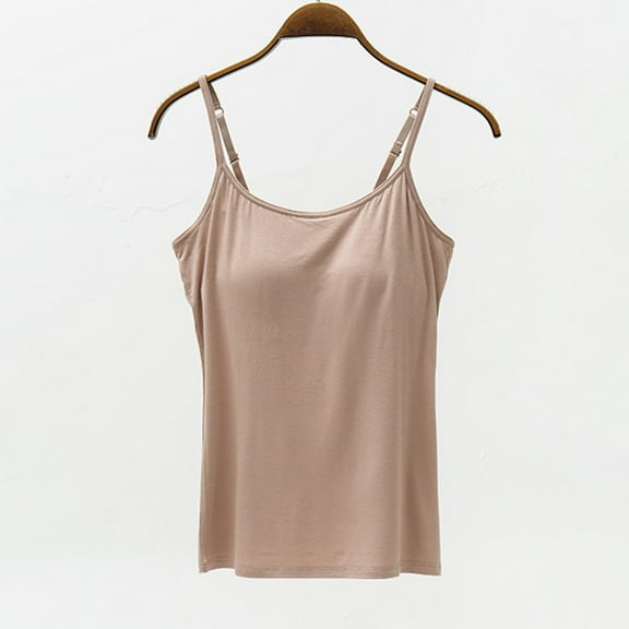 tarylea Crop Tops for Women Built in Bra Adjustable Spaghetti Strap Scoop Neck Fitted Tank Tops Casual Comfy Camisole Tops