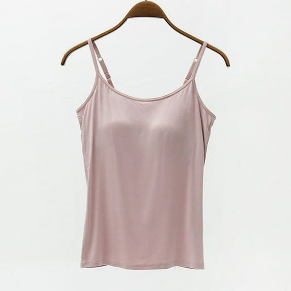 tarylea Crop Tops for Women Built in Bra Adjustable Spaghetti Strap Scoop Neck Fitted Tank Tops Casual Comfy Camisole Tops