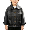 thumbnail image 1 of tarylea Denim Jackets for Girls Boys Long Sleeve Button down Turn down Collar Ripped Jacket with Pockets Casual Fall Trendy Tops, 1 of 6