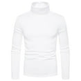 thumbnail image 1 of tarylea Fall Tops for Men Long Sleeve High Neck Slim Fitted Pullover Casual Comfy Stretch Solid Color Basic Undershirts Tops, 1 of 6