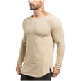 thumbnail image 1 of tarylea Fall Tops for Men Long Sleeve Scoop Neck Split Curved Hem Shirts Casual Comfy Lightweight Workout Tops, 1 of 1