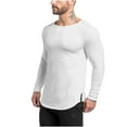 thumbnail image 1 of tarylea Fall Tops for Men Long Sleeve Scoop Neck Split Curved Hem Shirts Casual Comfy Lightweight Workout Tops, 1 of 1