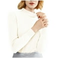 thumbnail image 1 of tarylea Fall Tops for Women Half High Neck Knitted Sweater Long Sleeve Solid Color Pullover Casual Loose Stretch Comfy Tops, 1 of 4