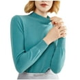 thumbnail image 1 of tarylea Fall Tops for Women Half High Neck Knitted Sweater Long Sleeve Solid Color Pullover Casual Loose Stretch Comfy Tops, 1 of 4