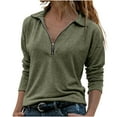 thumbnail image 1 of tarylea Fall Tops for Women Turn down Collar Half Zipper Sweatshirt Long Sleeve Solid Color Pullover Casual Athletic Tops, 1 of 7