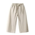 thumbnail image 1 of tarylea Girl Clothes Elastic Waist Tie Front Flare Pants Solid Color Wide Leg Trousers Casual Loose Fall Cute Pants, 1 of 6