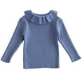 thumbnail image 1 of tarylea Girl Outfits Ruffled Turn down Collar Knitted Sweater Solid Color Long Sleeve Pullover Dressy Fall Warm Blouse, 1 of 3