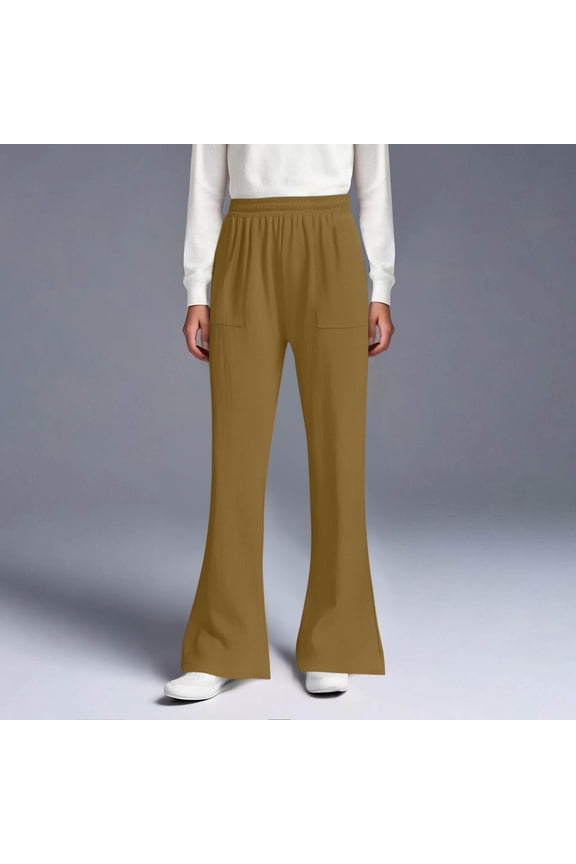 Girls Boys Unisex Pants High Rise Elastic Waist Bell Bottom Flare Pants Casual Comfy Lightweight Pants