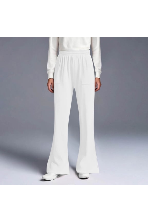 Girls Boys Unisex Pants High Rise Elastic Waist Bell Bottom Flare Pants Casual Comfy Lightweight Pants