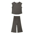 thumbnail image 1 of tarylea Girls Clothes 2 Piece Set Crew Neck Tank Top Elastic Waist Flare Pants Solid Color Loose Summer Casual Comfy Outfits, 1 of 2