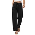 thumbnail image 1 of tarylea Girls Jeans Elastic Waist Straight Leg Drawstring Pants Casual Loose Solid Color Dailywear Pants with Pockets, 1 of 9
