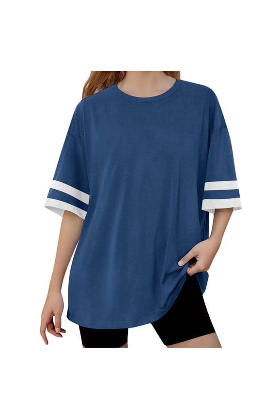 Girls Oversized T Shirts Drop Shoulder Short Sleeve Shirts Round Neck Loose Fitted Summer Tees Top