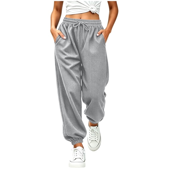 tarylea Girls Pants Drawstring Cinch Bottom Elastic Waist Joggers Casual Loose Fall Waffled Outdoor Sweatpants with Pockets