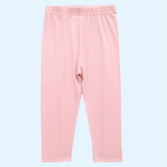 tarylea Girls Pants High Rise Elastic Waist Mid Length Pants Leggings Casual Comfy Stretch Solid Color Pants