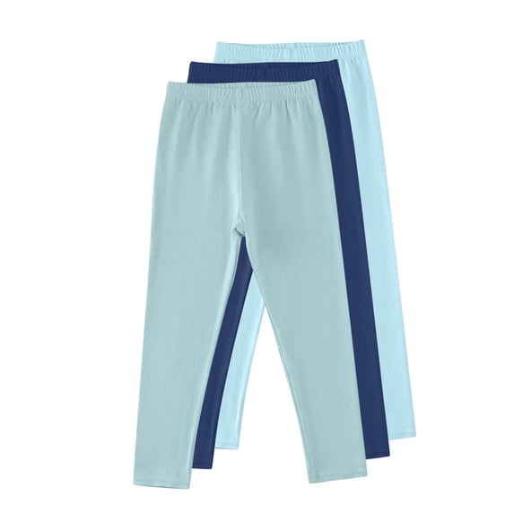 tarylea Girls Pants Multipacks Elastic Waist High Rise Leggings Casual Comfy Stretch Solid Color Bottom Pants