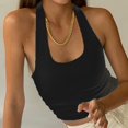 thumbnail image 1 of tarylea Going out Tank Top for Women Padded Open Back Halter Tops Sleeveless Crop Tops Casual Summer Cute Fitted Shirts, 1 of 3