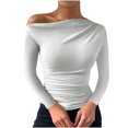 thumbnail image 1 of tarylea Going out Tops for Women One Shoulder Slim Fitted Tops Long Sleeve Solid Color Shirts Casual Cute Trendy Comfy Tops, 1 of 5