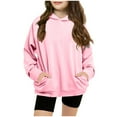 thumbnail image 1 of tarylea Hoodies for Toddler Baby Girls Long Sleeve Solid Color Sweatshirt with Pockets Casual Loose Fall Pullover Comfy Workout Athletic Tops for 5-14 Years, 1 of 9