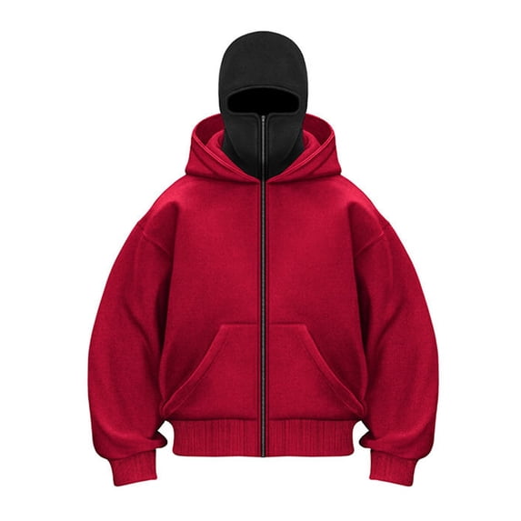 tarylea Hoodies for Men Long Sleeve Full Zipper Cinch Cuff Jackets with Mask Casual Loose Fall Comfy Sweatshirts Tops