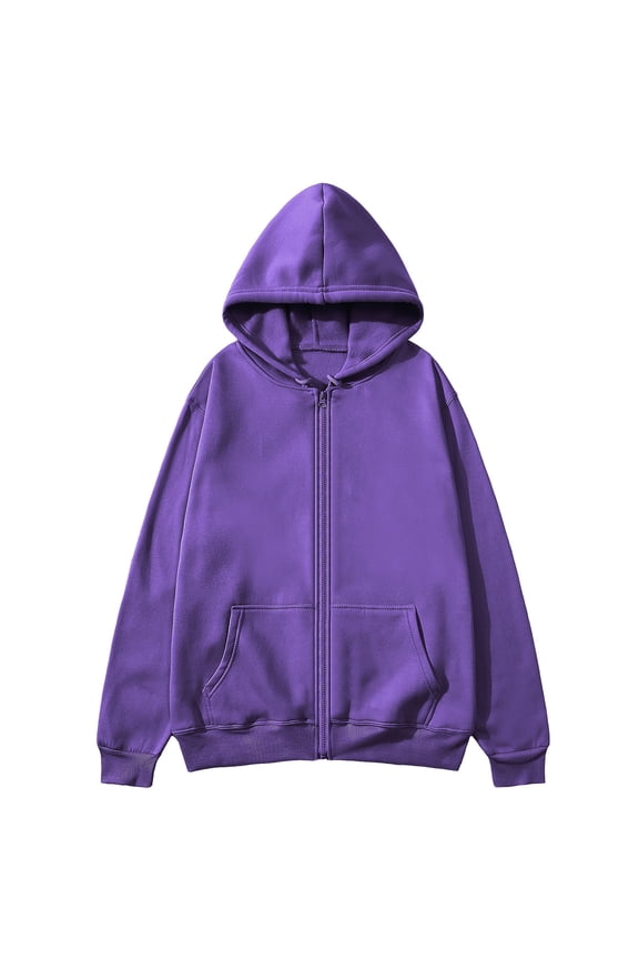 Hoodies for Men Long Sleeve Full Zipper Cinch Cuff Jackets with Pockets Casual Fall Basic Solid Color Sweatshirts Tops
