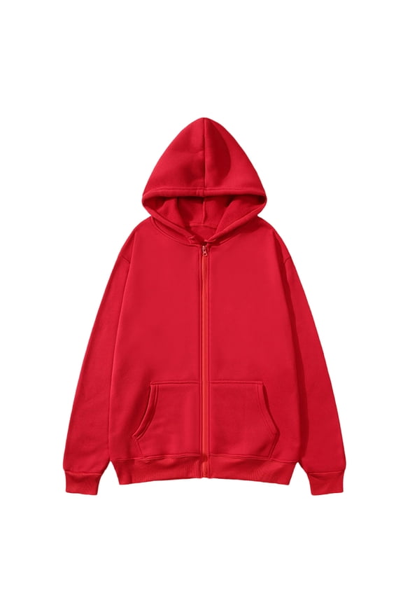 Hoodies for Men Long Sleeve Full Zipper Cinch Cuff Jackets with Pockets Casual Fall Basic Solid Color Sweatshirts Tops